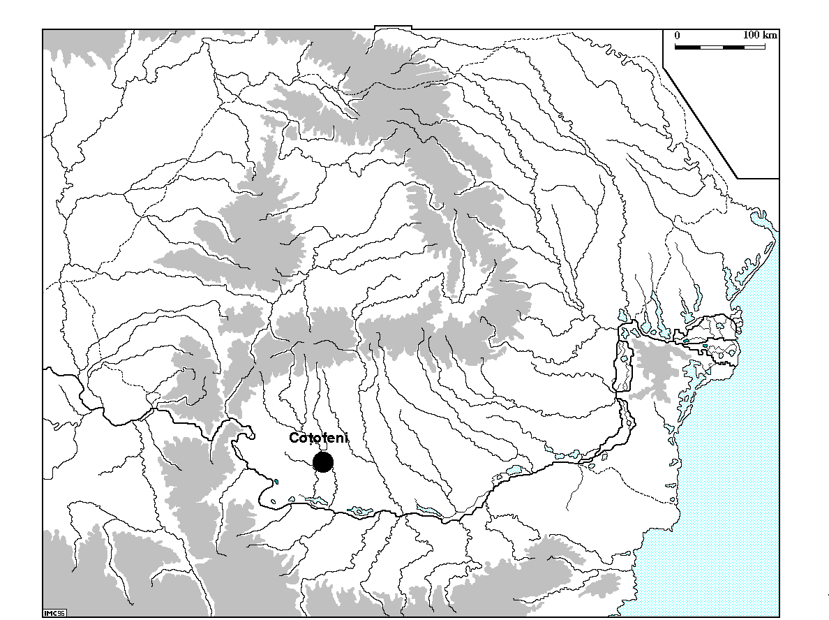Plasarea pe harta Romaniei a localităţii si sitului Coţofeni